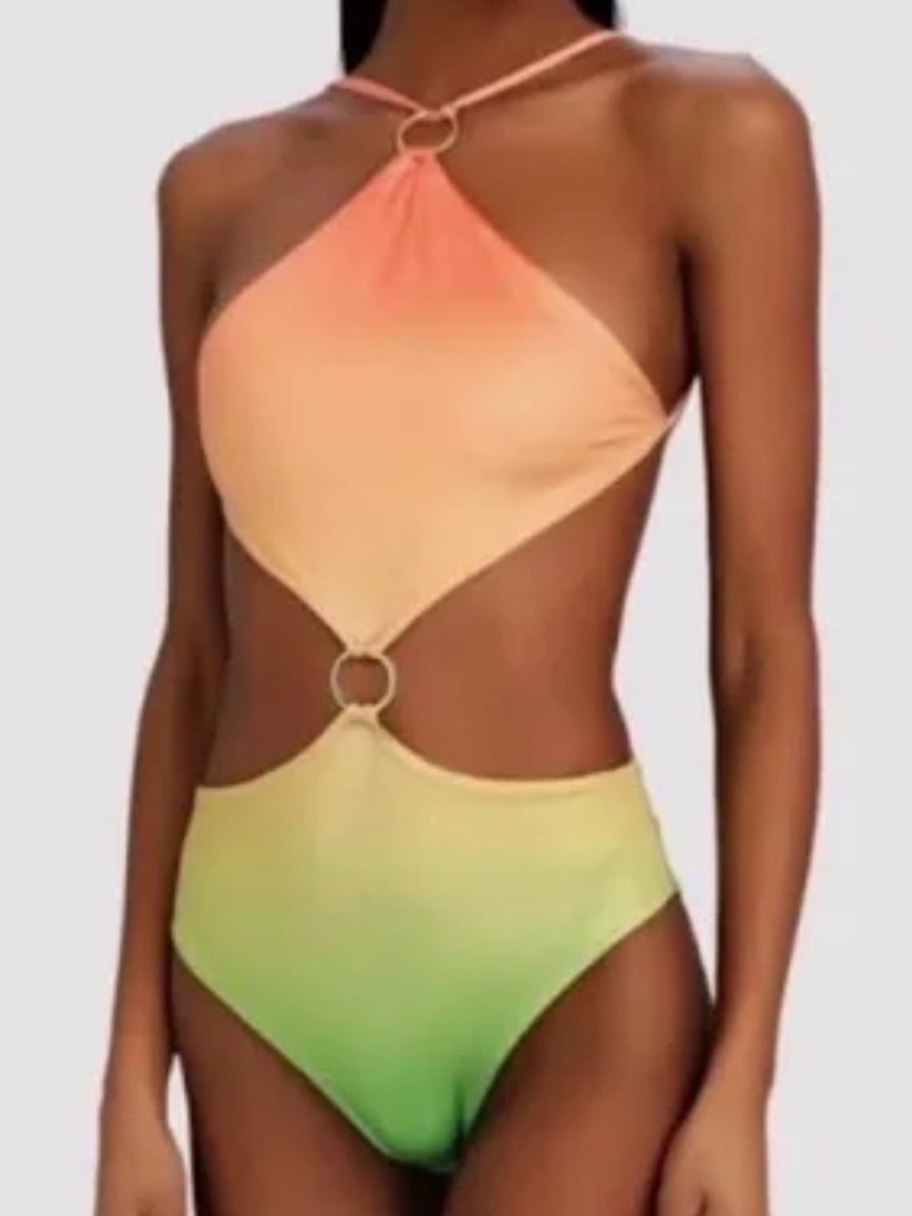 Baobab Collection Kira Pink-to-Green Ombre One-Piece with Gold Ring